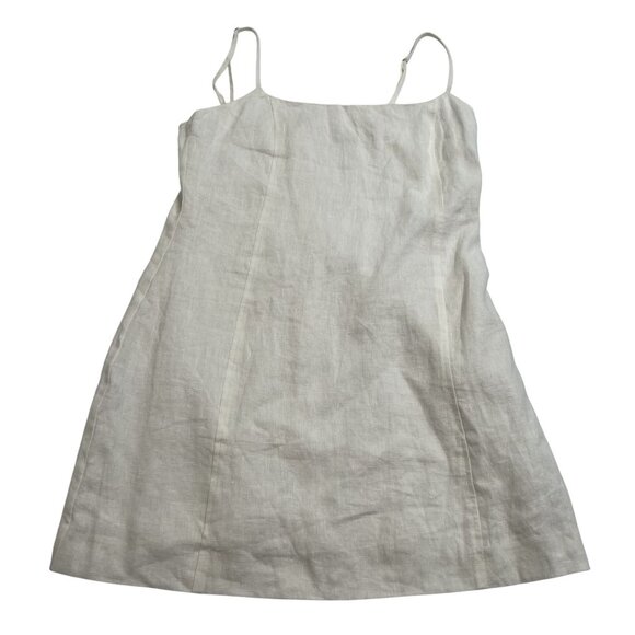 Venroy Linen Panelled Mini Dress in White - Picture 1 of 5
